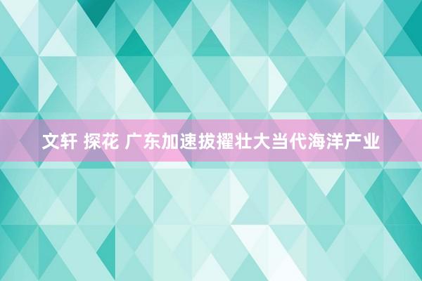文轩 探花 广东加速拔擢壮大当代海洋产业