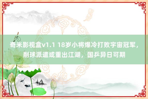 奇米影视盒v1.1 18岁小将爆冷打败宇宙冠军，削球派遣或重出江湖，国乒异日可期