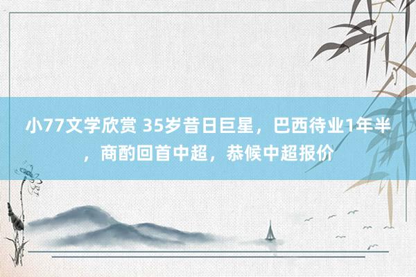 小77文学欣赏 35岁昔日巨星，巴西待业1年半，商酌回首中超，恭候中超报价