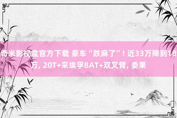 奇米影视盒官方下载 豪车“跌麻了”! 近33万降到18万, 20T+采埃孚8AT+双叉臂, 委果